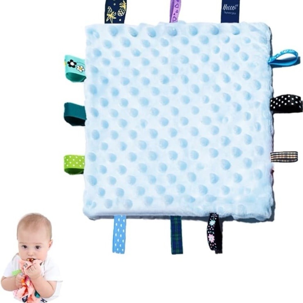 HECCEI Baby Tags Security Blankets - Baby Soothing Plush Blanket with Colorful T